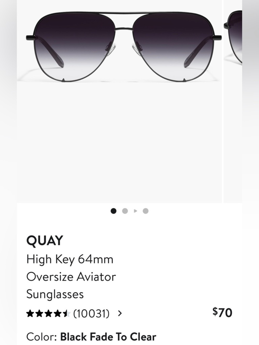 ** Like New .** Quay Australia Oversized Aviator Sunglasses - Black Fade